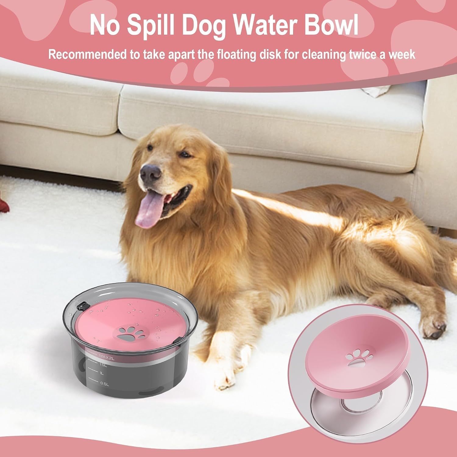 2l-dog-water-bowl-large-capacity-slow-water-feeder-no-spill-dog-bowl-splash-proof-pet-water-dispenser-vehicle-carried-travel-water-floating-bowl-for-dogs-cats-pets-pink