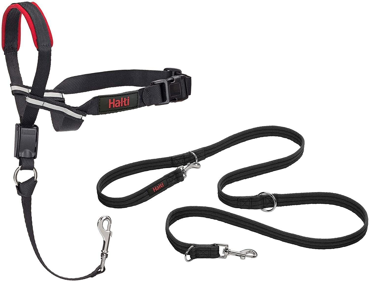 halti-optifit-headcollar-size-medium-halti-training-leash-size-large-black-combination-pack-stop-your-dog-pulling-on-the-leash-adjustable-with-padded-nose-band-suitable-for-medium-dogs