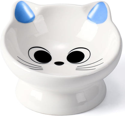 Raised Cat Food Bowl Ceramic 15° Tilted Cat Food Bowls Protect Cat'S Spine anti Vomiting Backflow Prevention Bowls for Adult Kitty, Kitten, and Small Dogs, Pink10