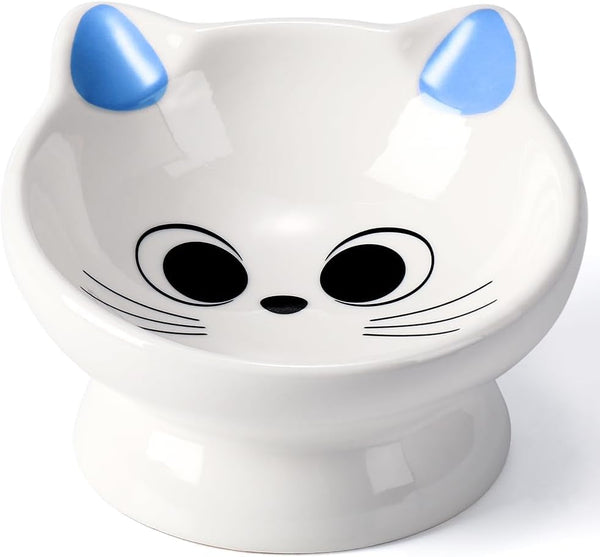 Raised Cat Food Bowl Ceramic 15° Tilted Cat Food Bowls Protect Cat'S Spine anti Vomiting Backflow Prevention Bowls for Adult Kitty, Kitten, and Small Dogs, Pink10