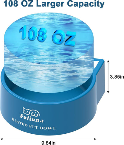 Heated Water Bowl for Outdoor Dog & Cat, Large Heated Dog Bowl Provides Drinkable Water in Winter, outside Heated Pet Bowl with 78.7In anti Chew Cord for Dogs Cat Bird Chicken Duck,108 OZ/30W4