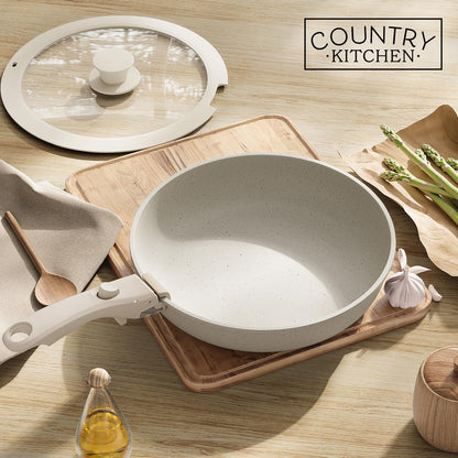 Cookware Set with Removable Handle, Oven & RV Safe Pots and Pans Set, Cream, Original9