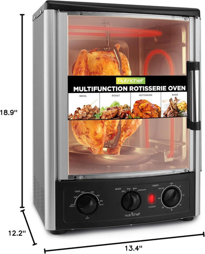 Vertical Countertop Oven with Rotisserie, Bake, Broil, & Kebab Rack Functions - Adjustable Settings - 2 Shelves - 1500W - Thanksgiving Turkey - Includes Grill, Kebab Skewer Racks & Bake Pan3