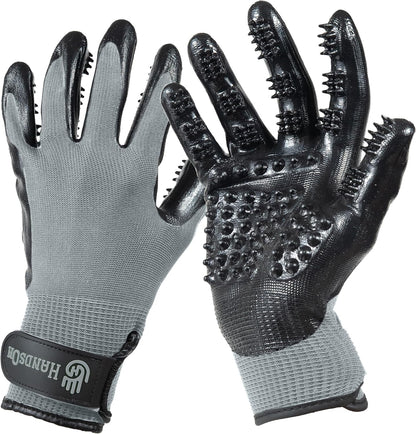 H Handson Pet Grooming Gloves - Patented #1 Ranked, Award Winning Shedding, Bathing, & Hair Remover Gloves - Gentle Brush for Cats, Dogs, and Horses (Black, Medium)13
