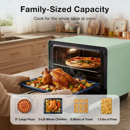 R-Box Pro Countertop Combi Steam Oven Green, Air Fryer Toaster Oven with EXP, 1.2 Cu. Ft. XL Capacity, 1800W Steam Fry Technology, 86-446°F Precision, 32 Presets, Easy-To-Clean Enamel Interior2