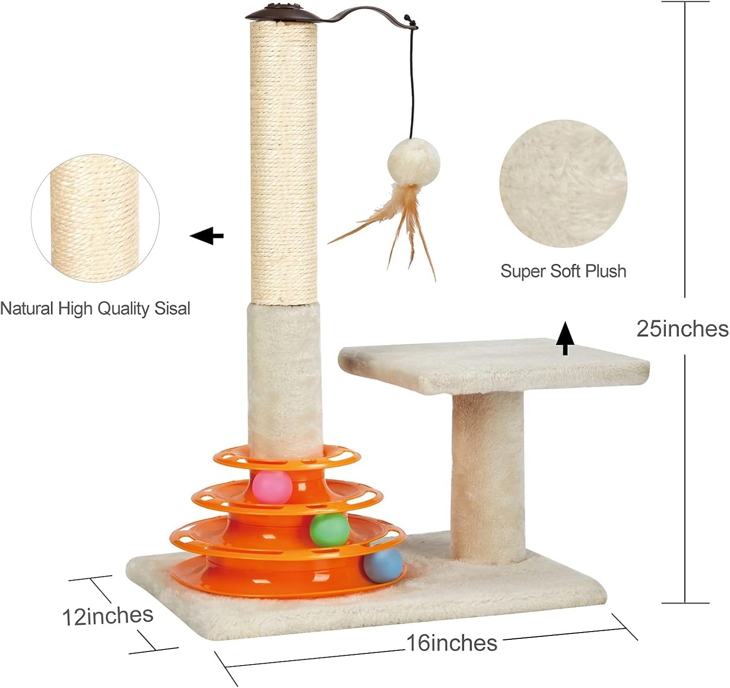 peekab-cat-scratching-post-kitten-sisal-scratcher-tree-with-tracks-toy-balls-for-indoor-cats-and-kittens-25-inches
