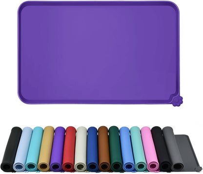 Reopet Silicone Pet Feeding Mat - Waterproof & Non-Slip Dog Cat Placemat | High Raised Edges Prevent Food & Water Spills to Protect Floors, Easy to Clean, Fit for Dog Cat Bowls17