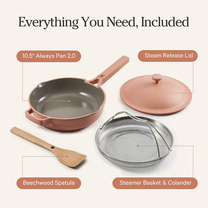 Our Place Always Pan 2.0, 10.5" Ceramic Nonstick Pan, 2.6 Qt | Patented 10-In-1 Ceramic Frying Pan; Spatula & Steamer Basket; Toxin-Free Nonstick, Induction Compatible, Oven Safe to 450°F8