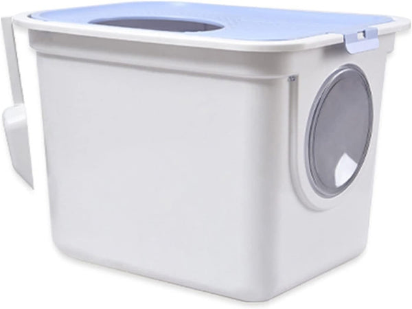 Dog Potty Training Toilet ﻿ Large Closed Cat Litter Box Pan Double Door Design Potty Top Entry Type Anti-Splashing Supplies with Pet Plastic Scoop(B)1