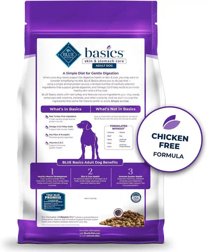 Blue Buffalo Basics Grain-Free Adult Dry Dog Food, Skin & Stomach Care, Limited Ingredient Diet for Dogs, Turkey Recipe, 24-Lb. Bag2