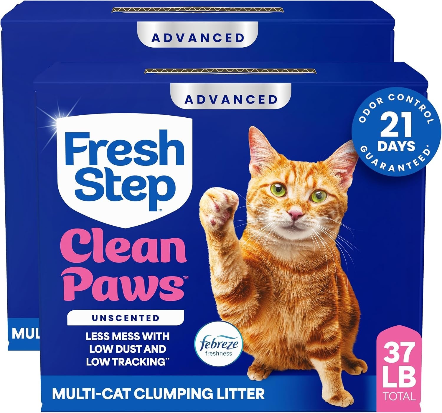 fresh-step-advanced-clean-paws-multi-cat-clumping-litter-with-febreze-freshness-low-tracking-18-5-lb-box-pack-of-2