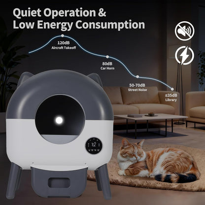 Self-Cleaning Cat Litter Box, 76L Large Capacity Automatic Litter Box for Multiple Cats, App-Controlled, Quiet & Odor-Free, Smart Safety Sensors, LED Night Light, Includes Trash Bags7