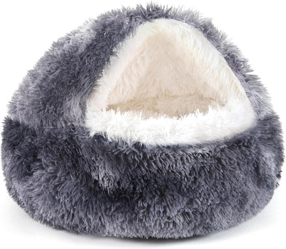 NOYAL round Hooded Donut Dog Bed for Small & Medium Pets - Plush Fluffy Anti-Anxiety Cat Cave Bed with Cover31