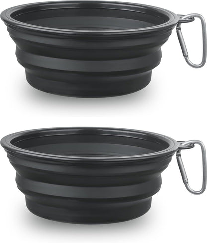 Dog Bowl Pet Collapsible Bowls, 2 Pack for Cats Dogs, Portable Pet Feeding Watering Dish for Walking Parking Traveling with 2 Carabiners (Small, Blue+Green)33