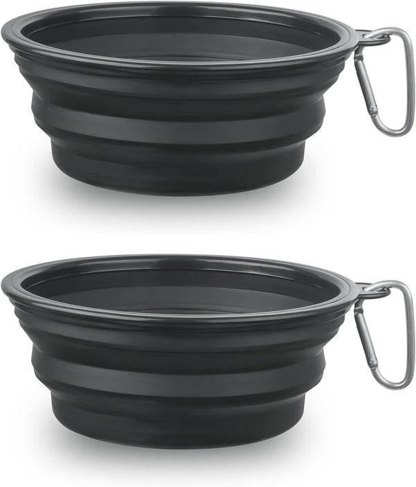 Dog Bowl Pet Collapsible Bowls, 2 Pack for Cats Dogs, Portable Pet Feeding Watering Dish for Walking Parking Traveling with 2 Carabiners (Small, Blue+Green)33