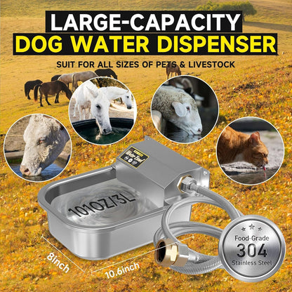 PETIMI Automatic Water Dispenser for Dogs, 101Oz Outdoor Dog Water Bowl, 304 Stainless Steel Water Feeder for Small to Large Pets, Large Livestock Waterer, Anti-Tipping, Water Auto-Fill, Easy to Clean5