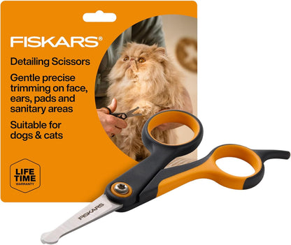 Fiskars Pet Grooming Detailing Scissors for Dogs & Cats, 5.5", Orange/Black | Detailing Scissors with Rounded Tips & Softgrip Handle, Cat and Dog Supplies1