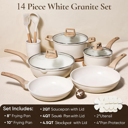 Pots and Pans Set, Nonstick Cookware Sets, 14Pcs | Induction Cooking, Ultra Durable, Easy to Clean, Even Heating, All-Stovetop Compatible, Pfoa-Free Kitchen Set2