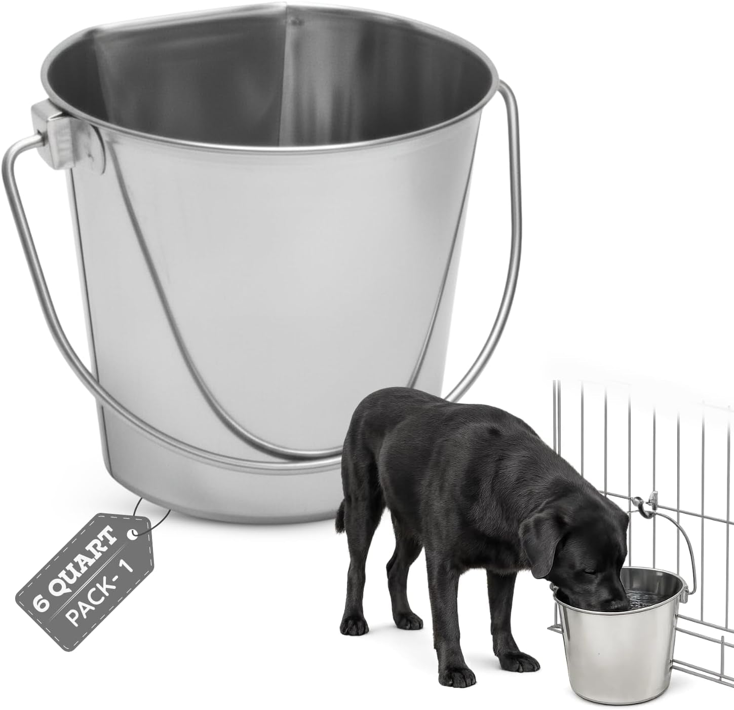 9-quart-stainless-steel-flat-side-bucket-2-25-gal-durable-heavy-duty-food-water-feeding-pails-for-dog-goat-sheep-horse-fits-kennel-cage-critter-crate-hanging-pet-pail-multipurpose