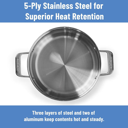5-Ply Stainless Steel Stockpot – Large Cooking Pot for Boiling, Simmering & Stewing - Consistent, Even Heating - Durable, Dishwasher Safe – Oven-Safe to 800F, Induction Ready - 8 QT3