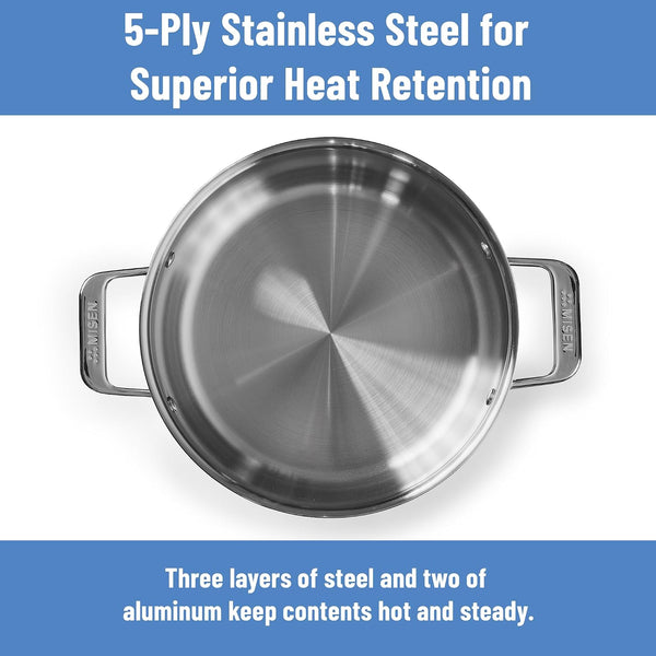 5-Ply Stainless Steel Stockpot – Large Cooking Pot for Boiling, Simmering & Stewing - Consistent, Even Heating - Durable, Dishwasher Safe – Oven-Safe to 800F, Induction Ready - 8 QT3