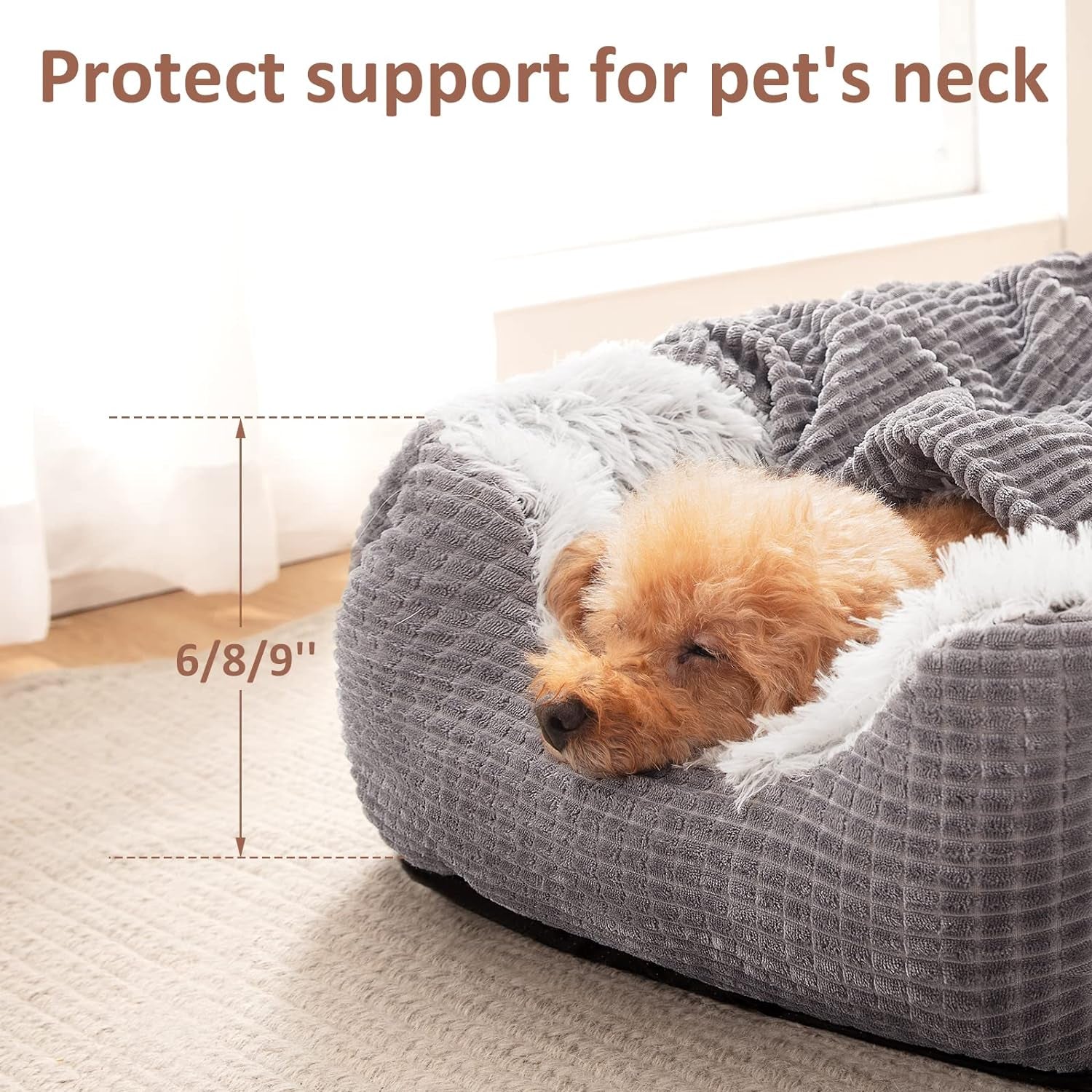 mixjoy-dog-beds-for-small-dogs-rectangle-cave-hooded-blanket-puppy-bed-luxury-orthopedic-cat-beds-for-indoor-cats-warmth-and-machine-washable-20-inches-grey