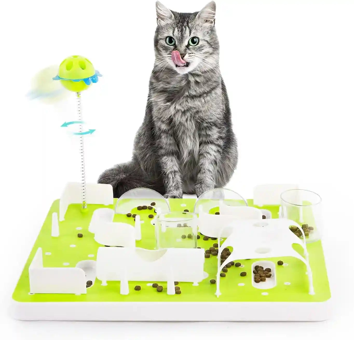 all-for-paws-interactive-cat-puzzle-feeder-slow-feed-toy-mental-stimulation-treat-dispenser-maze-for-indoor-cats-enrichment-cat-food-toy