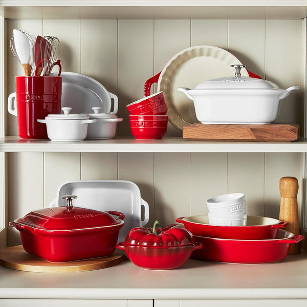 Staub Ceramic 16-Oz Petite Tomato Mini Cocotte, Baking Dish, No Stovetop save - Cherry | Designed after a Perfectly Ripe Heirloom Tomato, Dishwasher Safe, Designed in France, Serve Oven to Table8