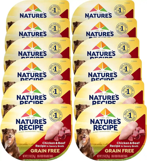 Nature'S Recipe Grain Free Wet Dog Food Variety Pack, Chicken Recipes with Beef, Turkey & Lamb in Savory Broth, 2.75 Oz. Cups (Pack of 12), 2 Count13