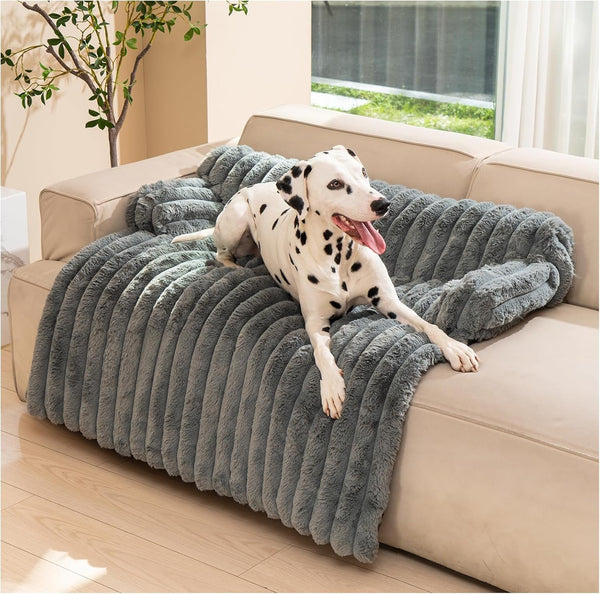 Avont Breathable Dog Couch Mat, Non-Slip Sofa Protector with Soft Plush | Available with Faux Rabbit Fleece and Washable Cover, in M and L, Dark Grey, Light Grey, Brown11