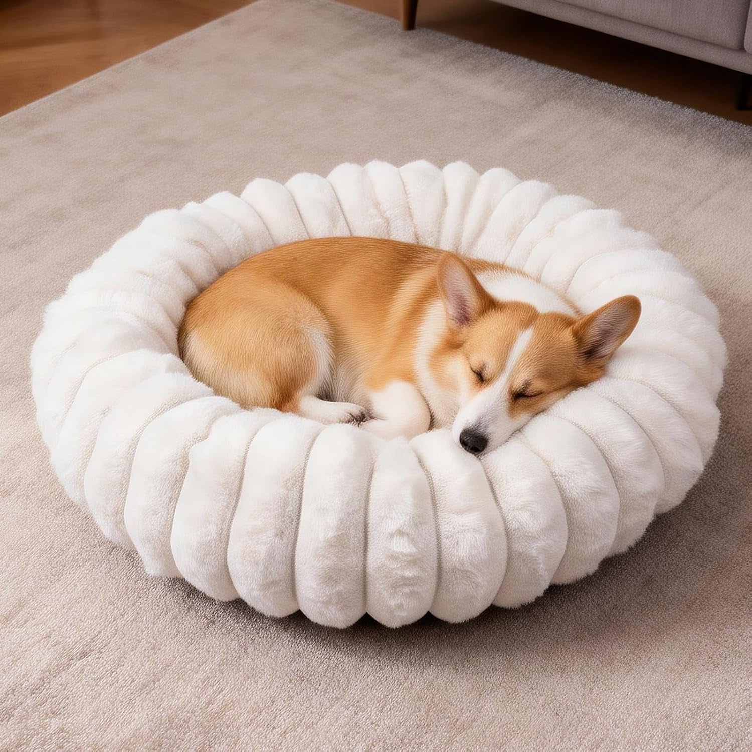 donut-dog-and-cat-bed-luxurious-comfortable-faux-rabbit-fur-pet-beds-round-anti-anxiety-calming-puppy-kitten-bed-with-anti-slip-bottom-for-small-medium-dogs-cats20-white