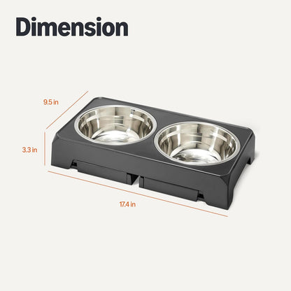 Amazon Basics Elevated Dog Bowls Stand, Height Adjustable Raised Pet Feeder Dish Station with Non-Slip Base, Stainless Steel Bowls, 17.3 X 9.4 X 12 In, Black5