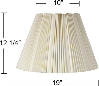 Hosea Extra Large Eggshell White Pleated Bell Shade 10X19X13X12.25 (Spider) | 10" Top X 19" Bottom X 12.25" High Replacement for Table + Floor Lamps Pre-Assembled Harp + Finial4