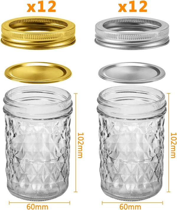 Mason Jars 8 Oz, 24 Pack Small Canning Jars 8Oz Half Pint Glass Jars | Small Mason Jars with Regular Lids and Bands, Ideal for Jelly Jam Honey Wedding Favors Shower Favors Food2