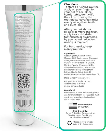 Tartar Shield® Pro Care Dog & Cat Toothpaste, VOHC Accepted, 3 Oz. | Clinically Proven Plaque, Tartar & Halitosis Reduction | Human-Grade Natural Ingredients | Coconut Flavor | Made in the USA3