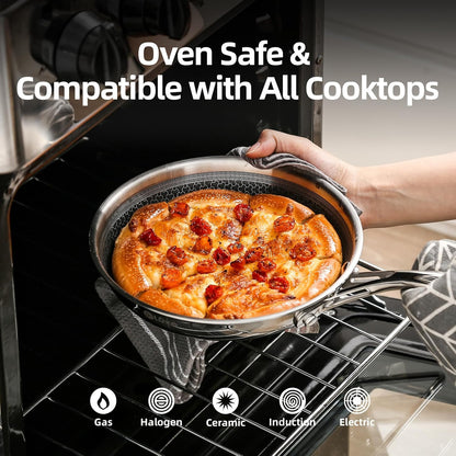 13 Piece Hybrid Ceramic Nonstick Stainless Steel Cookware Set | 5 PC Fry Pan Set, 6 PC Pot Set, 3.7QT Deep Sauté Pan&Lid, Induction Ready, Stay Cool, PFOA Free for All Cooktops8