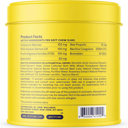 Finn Allergy & Itch Soft Chews for Dogs - Colostrum & Bee Propolis - 90 Ct | Quercetin & Probiotics - NASC Certified - Vet-Formulated - Seasonal & Environmental Allergy Relief5