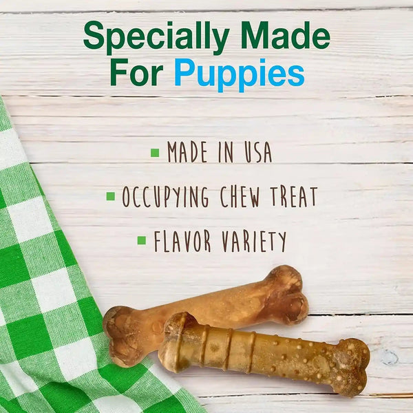 Nylabone Healthy Edibles Natural Puppy Chews Long Lasting Treats for Puppies, Roast Beef/Apple/Bacon Dog Treats, X-Small/Petite (3 Count)3
