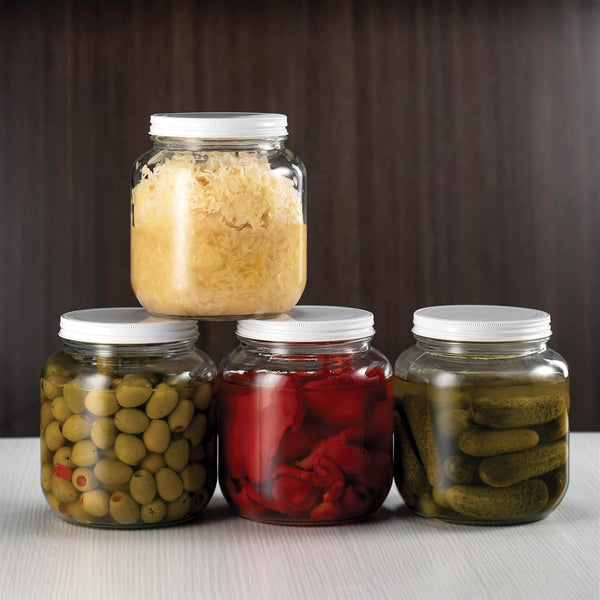 64 Oz Mason Jar, Half Gallon Jar, Wide Mouth, Clear, 4 Pack | Half Gallon Mason Jar, Airtight Metal Lid, 4 in Wide Mouth, Usa-Made Soda-Lime Glass, Canning, Fermenting, Dry Food Storage3
