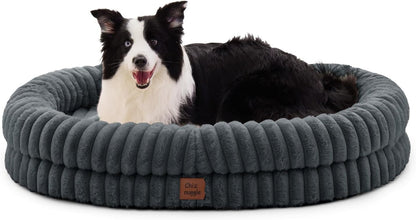 Chixnuggle Orthopedic Dog Bed, Washable Cover, Faux Fur Bolster Pet Couch | Waterproof,Egg Crate Foam,Non-Slip Bottom,For Small Medium Dogs,Dark Grey,30*24*7,Dog Sofa,Puppy Bed31