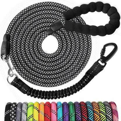 Long Dog Leash 15 FT: Heavy Duty Rope Leashes for Dogs Training with Swivel Lockable Hook Reflective Threads Bungee and Padded Handle - Dog Lead for Large Small Medium Dogs outside Walking Hiking8
