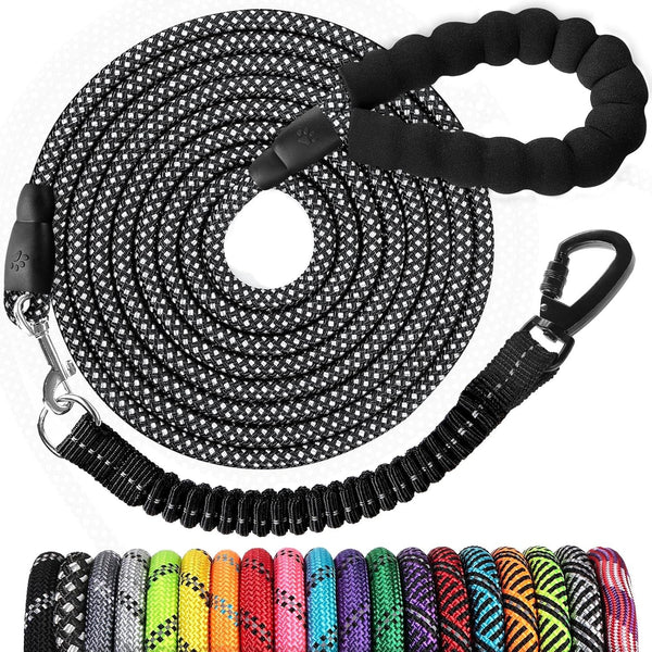Long Dog Leash 15 FT: Heavy Duty Rope Leashes for Dogs Training with Swivel Lockable Hook Reflective Threads Bungee and Padded Handle - Dog Lead for Large Small Medium Dogs outside Walking Hiking8