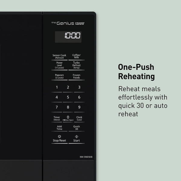 Panasonic NN-SN65KB Microwave Oven with Inverter Technology 1200W, 1.2 Cu.Ft. Small Genius Sensor One-Touch Cooking, Popcorn Button, Turbo Defrost-Nn-Sn65Kb (Black)12