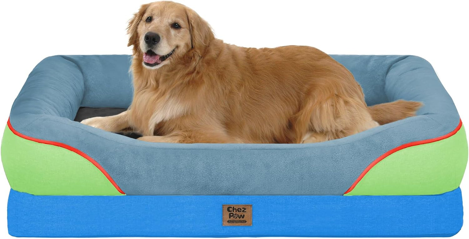 chez-paw-waterproof-orthopedic-xl-dog-bed-for-large-and-extra-large-dogs-egg-crate-foam-4-sided-bolster-support-waterproof-liner-non-slip-bottom-machine-washable-cover-42-x-30-inch