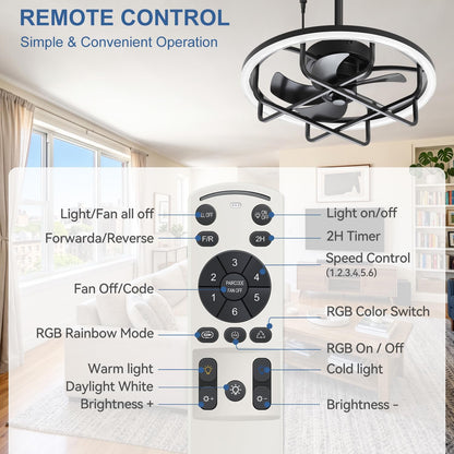 20 Inch Outdoor Plug in Ceiling Fan with Light, Waterproof Ceiling Fan, Dimmable 3CCT LED & RGB Lighting, Small Ceiling Fan for Patio Gazebo Porch Balcony Bedroom Kids Room7