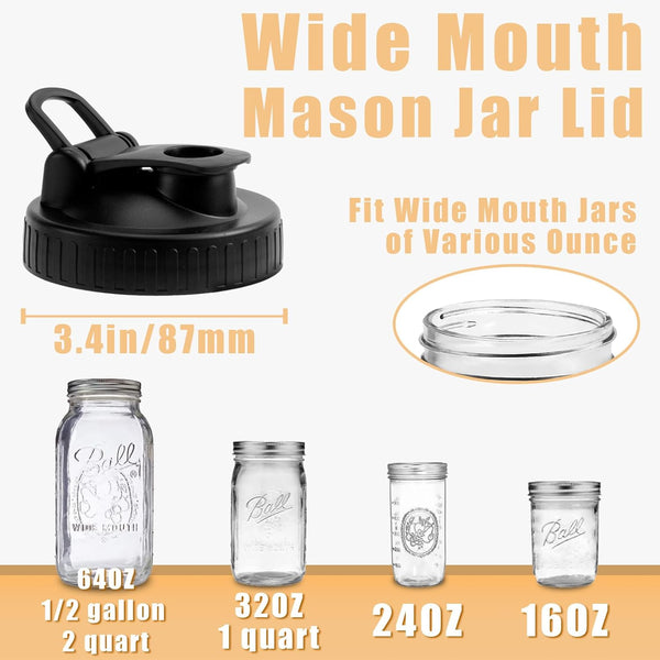 Pour Spout Lids for Ball Wide Mouth Mason Jars, Airtight Canning Jar Flip Cap Top Lid for Drinking, Salad, Dressing Pouring, Leak-Proof, Pack of 42