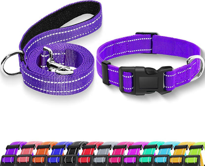 Reflective Dog Collar with Safety Locking Buckle, Adjustable Soft Breathable Nylon Collars for Small, Medium and Large Dogs(Collar+Leash XS Width 5/8" Turquoise) | Adjustable Soft Breathable Nylon Collars for Small, Medium and Large Dogs (XS Width 5/8" Turquoise)10