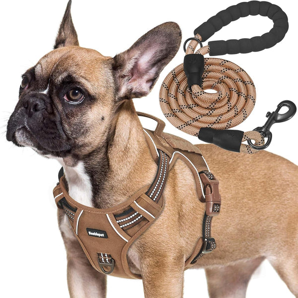 Beebiepet Heavy Duty Tactical Dog Harness for Small Dogs, No Pull Adjustable Pet Harness Reflective Service Training Easy Control Pet Vest Military K9 Working Dog Harnesses- Large, Brown12