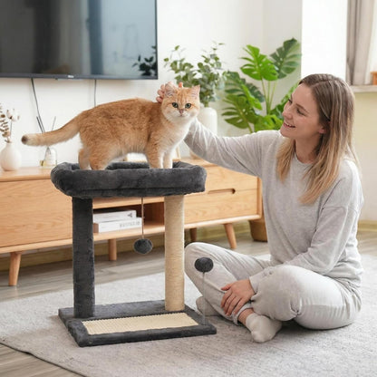 Cat Scratching Post, 19.69" H(50Cm) Cat Tree with Cat Bed, Scratching Posts for Indoor Cats with Two Plush Balls Toy, Small Cat Tree for Kittens/Cats Playing and Relaxing (20 in Grey Cat Tree)9