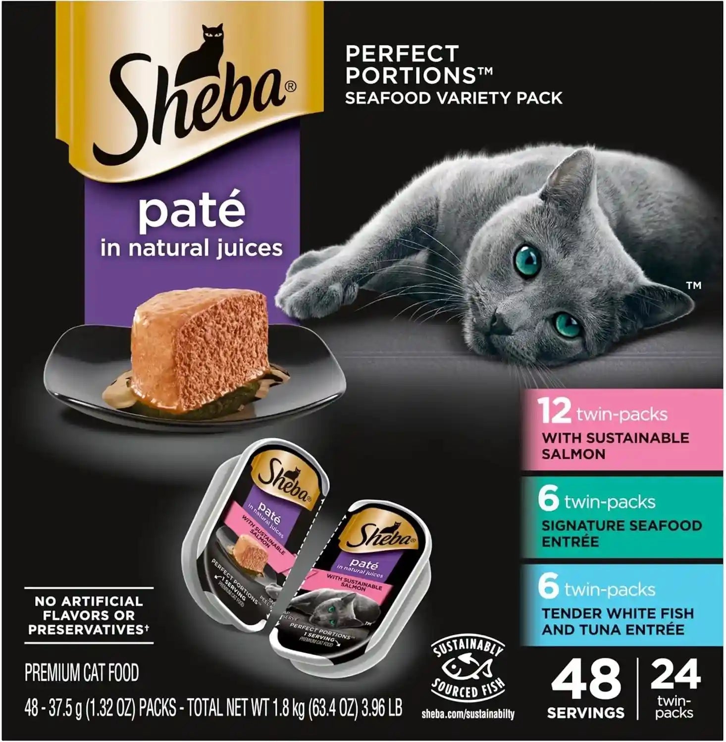 sheba-perfect-portions-pate-wet-cat-food-seafood-variety-2-6-oz-24-ct-grain-free-made-in-usa-sustainable-salmon-signature-seafood-whitefish-tuna-no-artificial-flavors-twin-pack-trays